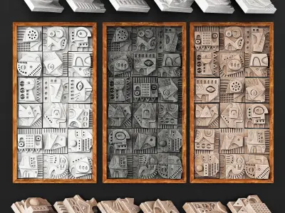 Panel Medium decorative cube Hieroglyphs n6 3D model