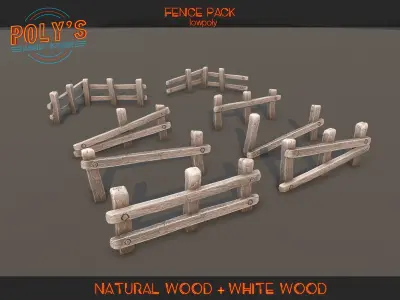 Low Poly Fence Low-poly 3D model Low-poly 3D model