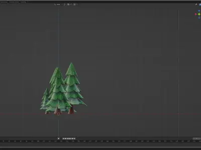 Cartoon Christmas Trees Low-poly 3D model
