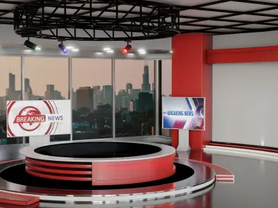 Virtual TV News Studio 3D model