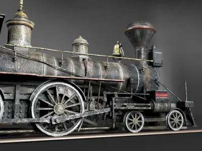 American Steam Locomotive Engine Low-poly 3D model
