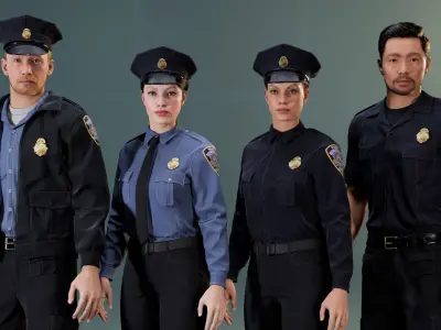 Police Uniform For MetaHuman - Game Ready Clothing - Rigged Low-poly 3D model