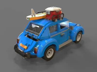 Lego car Volkswagen beetle 3D model