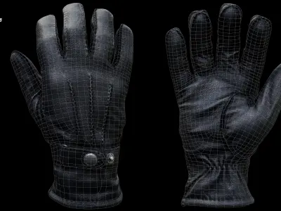Leather Gloves 001 Low-poly 3D model