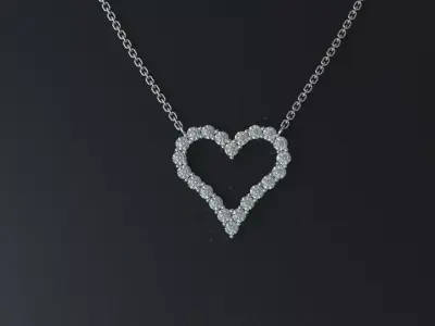 Elegant Diamond Heart Pendant Necklace - 3D Printable Model 3D print model
