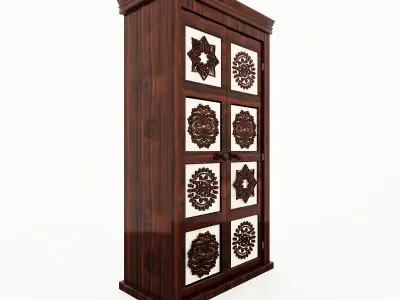 Wardrobe Mandala Dark Shiny Wood Free 3D model