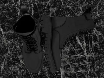 GREYDER 3D BOOTS - BLACK - HIGH Low-poly 3D model