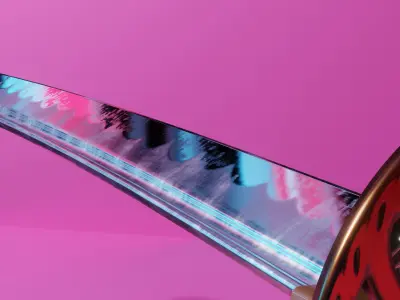 Katana Pink Ornament Sakura Display GAME READY Low-poly 3D model