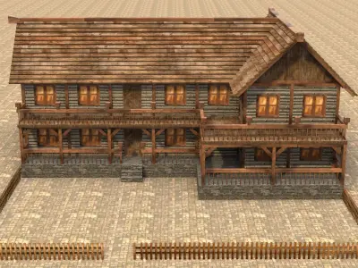 Stylized Medieval Town House Low Poly 3D Model Low-poly 3D model