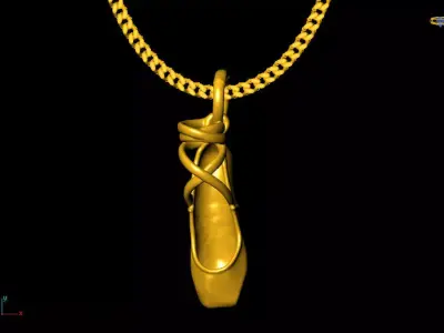 Ballerina shoes pendant charms - one inch pendant 3D print model