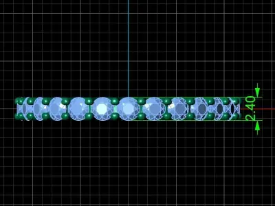 U Shaped Eternity Ring 2 point 4 mm stone size swiss 18 and EU58 3D print model