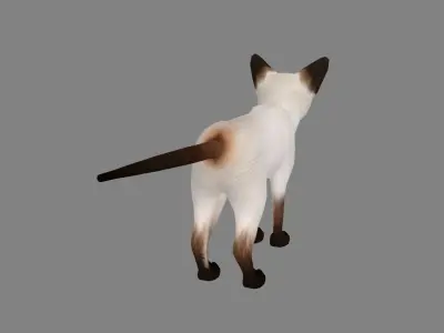 Cartoon siamese cat Low-poly 3D model
