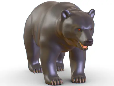 High Poly Monster Black Bear Grizzly 3D Model Low-poly 3D model