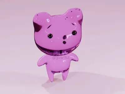 Crystal baby bear figure with spin animation 3D model