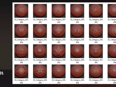 Ornament VDM Brush 105 High-Detail Brushes for Blender  ZBrush Low-poly 3D model