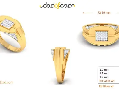 Elegant Sophistication Diamond Finger Ring 3D print model