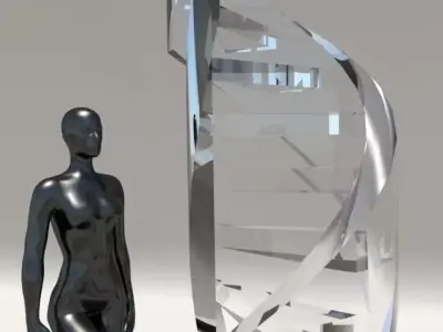 Sculpture person on spiral staircase Free 3D model