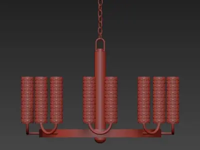 Wentworth brass chandelier with clear glass shades 3D model