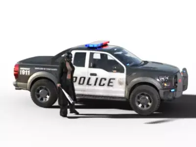 Rioter and Police truck 3D model