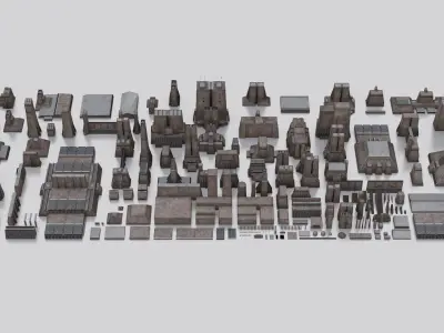 Dune Kitbash 3D Asset Model Collection Low-poly 3D model