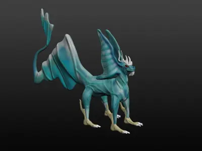  Blue Dragon Low-poly 3D model