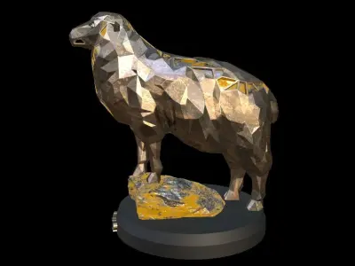 Steampunk Sheep Rock Low-poly 3D model