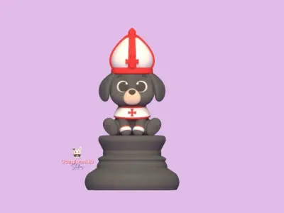 Cute Dog Chess 3D print model