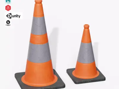 Traffic Cone Low-poly 3D model