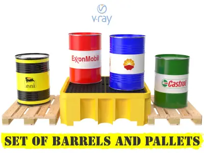 Set of Castrol Eni Exonmobil  Petrochina 3D model