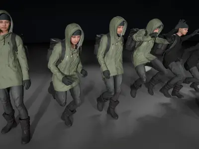 Woman - Winter Outfit 2 - Modular - Rigged Low-poly 3D model