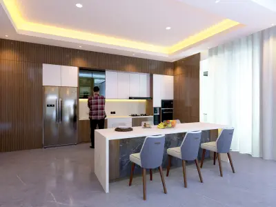 Kitchen I shape 5 meter 3D model