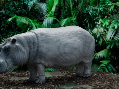 Animation Ready hippopotamus 3D model with arnold shading  3D model