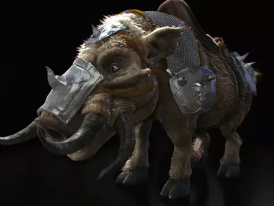 Armored Wild Boar 3D model
