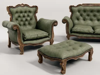 furniture set - fancy antique Low-poly 3D model