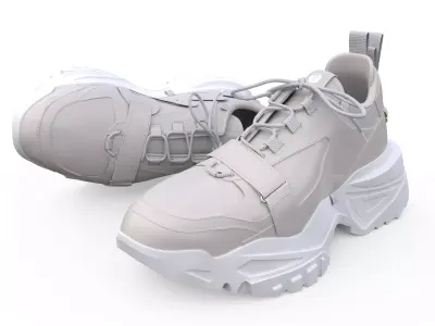 Sneakers Height Increasing White Black Autumn Chunky Shoes Low-poly 3D model