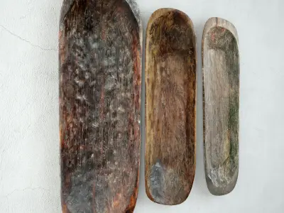 Large Naga Tribal Wood Bowls 3D model