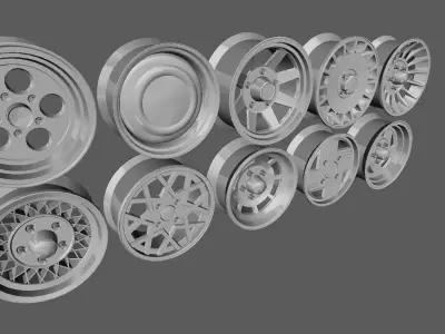 10 Rims Pack for Cars Low-poly 3D model