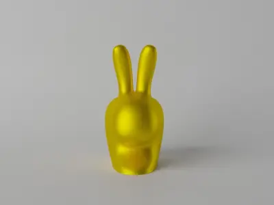 Gold Rabbit Decor Low-poly 3D model