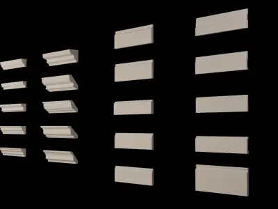 Moldings Collection 4 - 20 Architectural Molding Profiles Low-poly 3D model