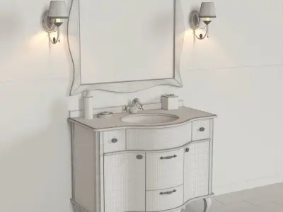 washbasin bathroom vanity with mirror 3D model