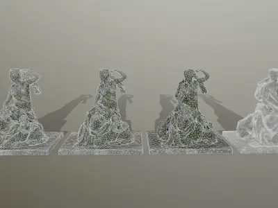 statue 2 of woman holding child Low-poly 3D model