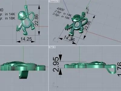 Monkey neclace 4900 3D print model