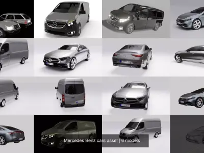 Mercedes Benz cars asset 3D Model Pack