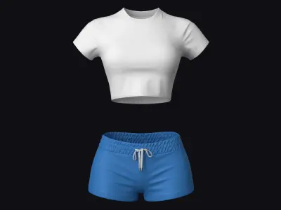 Shirt and Shorts Female Low-poly 3D model