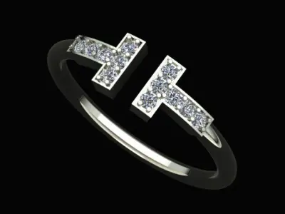 Tiffany Style Golden Diamond Wire Ring 3D print model