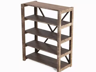 Wide Pottery Shelf B 03 Low-poly 3D model