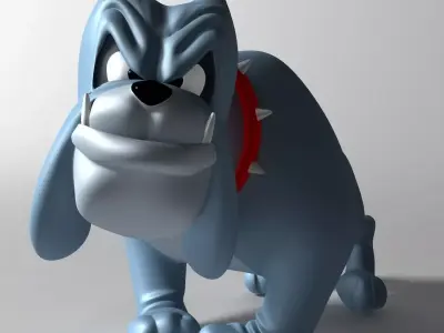 Crazy dog cartoon 3D Low-poly 3D model