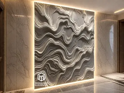modern panel wall decor set wall relief mural CNC 132 3D model