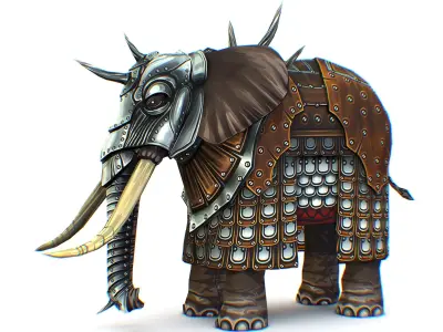Indian Battle Elephant Heavy Armor Low-poly 3D model