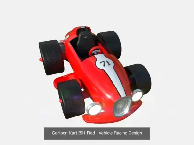 10 Cartoon Karts Red Collection - Vehicle Racing Design 3D Model Pack